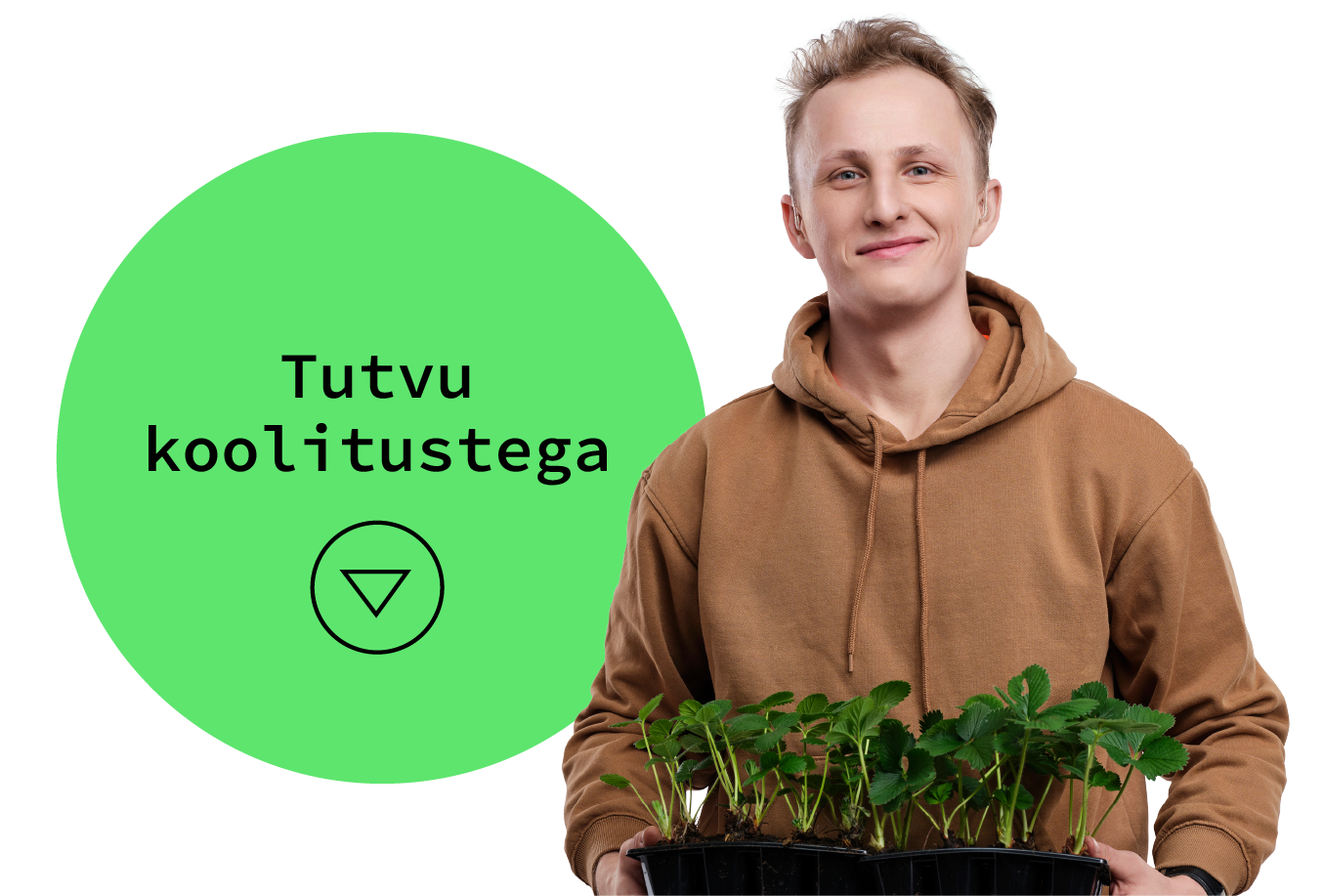 Mees hoiab käes taimedega kasti